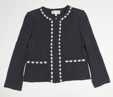 VTG St John Collection Santana Full Zip Knit Cardigan Jacket Shoulder Pads 6 USA picture