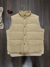 Vintage LL Bean Tan Goose Down Puffer Vest Made In USA Size L picture