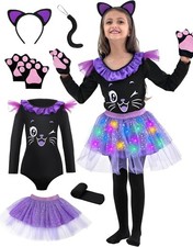 Cute Halloween Cat Costume Dress-Up Gift for Girls Light Up Skirt Cosplay Outfit picture