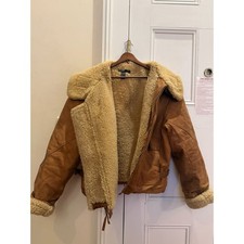 RARE Vintage Polo Ralph Lauren Shearling Leather Bomber Coat Jacket – L/XL picture