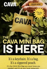 CAVA Limited Edition Mini Tote Bag Keychain Yellow Zipper Pouch Charm 3