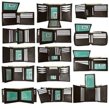 Marshal New Black & Brown wholesale lot of 12 Premium leather Bifold/Trifold... picture