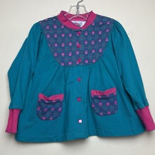 Vtg Gymboree Swing Top Cardigan Plaid Girls Medium 2T-3T Turquoise Rainbow Tag picture