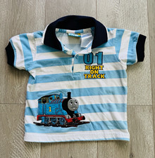 Vintage Thomas the Train and Friends Embroidered Striped Polo 12 Months Y2K picture