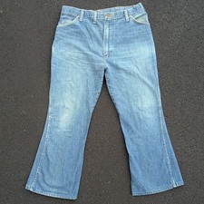 VTG 60s Wrangler Jeans Mens 34x27 Blue Denim Flared Bootcut USA Talon Zip picture