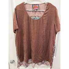 Johnny Was Silk Blend Velvet Tunic Top Mauve Mandala Print Back Size M J13217-7 picture