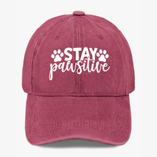 Funny Stay Pawsitive Hat Paw Print Dog Lover Cap Pet Lover Gift Adjustable picture