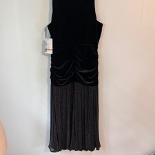 LanTing Black Formal Jumpsuit 3/4 Sleeve Belted Wide Leg Overskirt Evening Gown picture