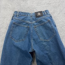 Vintage Versace Jeans Mens 28x27 Blue Baggy Straight 5 Pocket Zip Fly Italy 90s picture