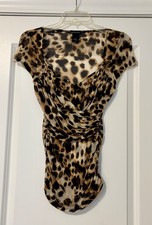 Y2K 2000s Moda International Sheer Leopard Top Sweetheart Neckline Size Small picture