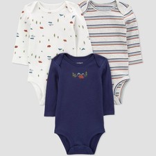 Carter's Just One You Baby Boys' 3pk Long Sleeve Bodysuit Blue Size 9M NWT picture