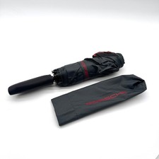 Porsche Automatic Folding Umbrella Black Red Logo Compact Travel w/ Sleeve picture