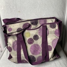 31 Gifts Thirty-One All Day Organizing Tote Bag Purple Dot Zip Top Organizer picture
