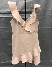 NWT BCBGMAXAZRIA Malik Asymmetrical Ruffle Mini Dress in Bare Pink picture