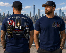 9/11 Never Forget Tribute Memorial T-Shirt picture