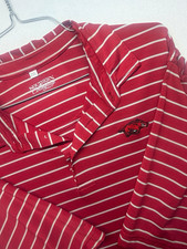 Southern Collegiate Men's Arkansas Razorback Striped Polo Shirt Red/White 2XL picture