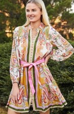 NWT Antonio Melani Womens 12 Scarf Print Floral Brynn Dress Pink Green picture