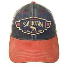 Legacy Trucker Hat Blue Orange Beige One Size Soldotna Alaska Moose Snapback picture
