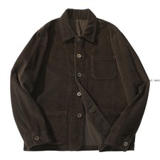 Men's Fleece Lined Corduroy Jacket Warm Winter Lapel Button Casual Retro Coat picture
