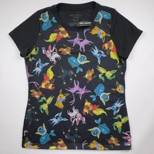 Mighty Fine Eevee Evolutions AO Tee Womens Black Large Pokemon T-Shirt NWT picture