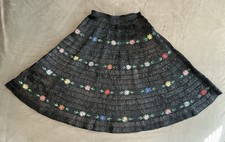 Vintage 1950s Black Raffia Full Circle Skirt Floral MURLEN Zip 28.5” picture