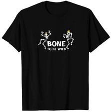 Bone To Be Funny Halloween Dancing Skeleton Costum T Shirts picture
