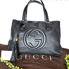 GUCCI SOHO Shoulder Tote Bag Leather Black 308363 【*Shoulder strap lost*】 picture