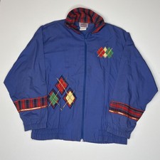 Vintage Southern Stitches Blue Plaid Trim Jacket USA picture