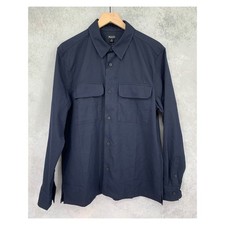 Madewell Shirt Mens Medium Navy Blue Long Sleeve Twill Thick Two Pocket NEW picture