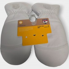 Hestra Leather Box Mittens Off White Size 7 Unisex Small Goat Leather NWT NEW picture