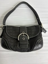 COACH Vintage Y2K SOHO Signature Flap Bag. Black small 6818 Silver Hardware 2005 picture