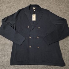 OOBE Brand East Bay Cardigan Double Breasted Sweater Navy Mens XXL NWT Italy  picture