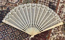 Folding Fan Material: Bone, Lace Era: Victorian (1837–1901) or Early 20th picture