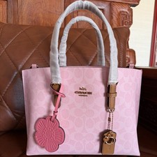 NWT Coach CER24 Mollie Tote Bag 25 In Signature Canvas With Charms Powder Pink picture