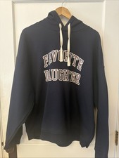 Favorite Daughter Collegiate Hoodie Sweatshirt Size L Navy Blue Burgundy NWT picture