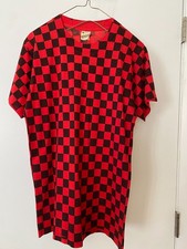 VINTAGE SCREEN STARS RED/BLACK CHECK SHORT SLEEVE T-SHIRT MEDIUM picture