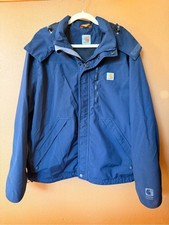 Carhartt J162 Shoreline Storm Defender Jacket Men’s M Navy Hood Waterproof picture