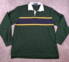 Vintage Polo Ralph Lauren Rugby Shirt Mens XL Green Striped Colorblock Pony y2k picture
