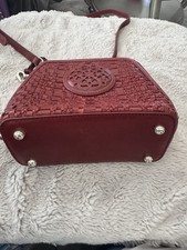 Brighton Ferrara Bettina Garnet Woven Crossbody Bag Heart Charm Silver picture