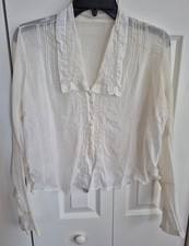 Antique Victorian Blouse White Edwardian Cropped Pintuck   S picture