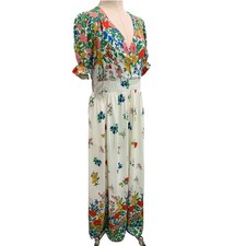 Size 10 Boden Womens Floral Maxi Dress Meadow Flowers V-Neck Pockets picture
