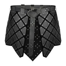 HiiFeuer Medieval Faux Leather 3PCs Waist Armor with Belt Black Cosplay LARP picture