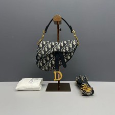Dior Saddle Small Shoulder Bag Blue Oblique Jacquard Embroidery Gold Hardware picture