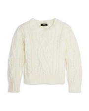 Aqua Kids Girls Preppy Academia Ivory Cable Knit Sweater Size Large (10/12) NWT  picture