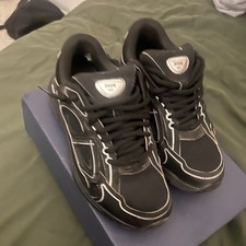 Dior Men’s Low Top Lace-Up Athletic Sneakers Black/White Logo Casual picture