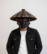 Cyberpunk Samurai Mask LED Glowing Sci-Fi Helmet Cosplay Prop Techwear picture