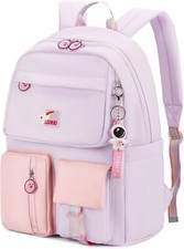 Cute Purple School Backpack for Girls Multi Pocket Bookbag Kawaii Student Bag picture