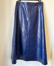 Worthington Women’s Faux Leather A-Line Midi Skirt Size 4 Sapphire Blue NWT picture