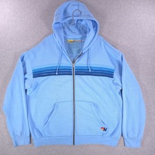 Aviator Nation Full Zip Blue Stripe Logo Soft Fleece Stretch Hoodie Mens XL picture