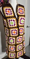 NWOT Handmade Crochet Granny Square 2 Piece Set Vest Mini Skirt Boho Festival picture